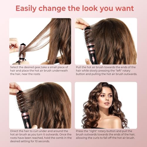 Hair Dryer Brush, 3-in-1 Rotating Round Hot Air Spin