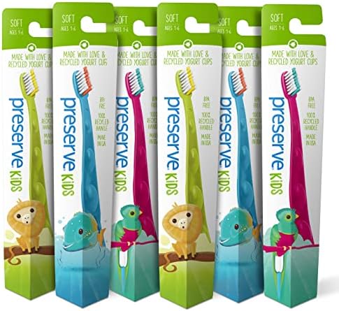 Preserve Kids Toothbrush, Soft Bristles, (Pack of 6)