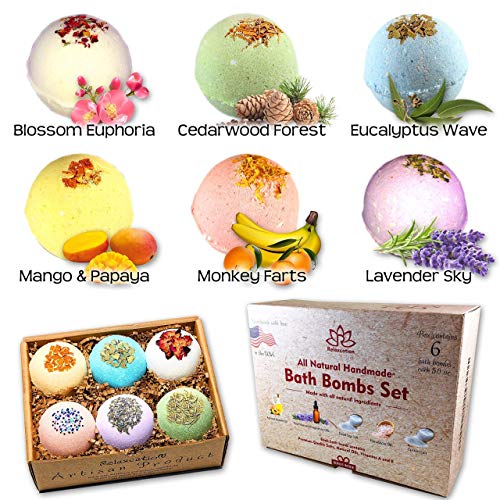 You Choose Scents 6 Customized Bath Bombs All Natural 5 oz each with Premium Epsom Salt, Dead Sea Salt, Himalayan Pink Salt Organic for Women, for Kids, for Men