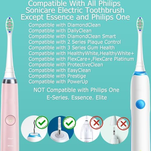 Replacement Heads Compatible with Sonicare Toothbrush, Replacement Brush Head for Philips Sonicare Electric Toothbrush 4100 5100 6100 9900 C2 W3 and More Snap-on Handles (8white+8black)