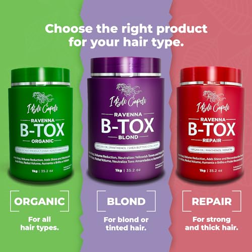Ravenna Hair B-tox Treatment for Blond Hair, 35.2 oz (1kg) - Formaldehyde-Free, Anti-Frizz, Smoothing, Deep Hydrating and Moisturizing Action, Argan Oil, Keratin, Panthenol