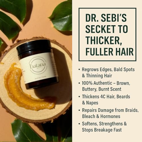 Unrefined Batana Oil for Hair Growth - 100% Raw Unrefined Batana Oil from Honduras - Dr. Sebi Approved Pure Hair Treatment for Thicker Hair - 4oz
