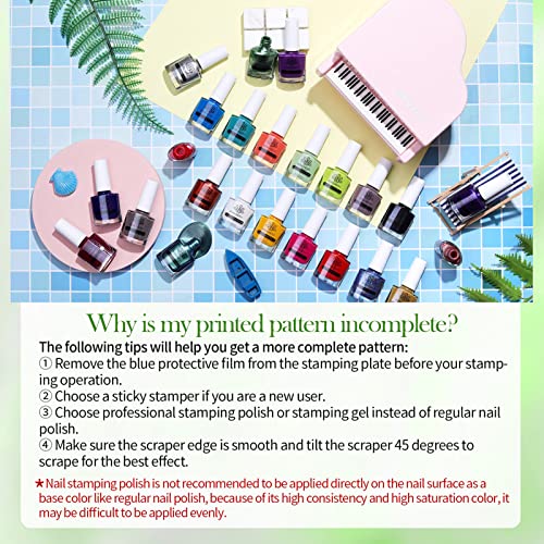 Born Pretty Nail Art Stamping Polish Holographic Chameleon Effect Fingernail Stamp Polish Set Manicure Print Nail Polish for Stamping Plates 24 Colors Bulk Nail Polish Set Gift Collection