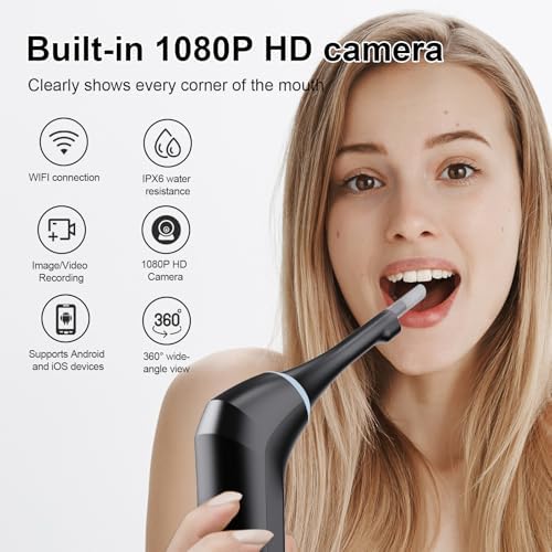 Electronic Tonsil Stone Remover with Camera, Tonsil Stone Removal Kit, 3 Suction Levels, Tonsil Stone Vacuum, Oral Care for Mouth Health, USB Rechargeable (Black)