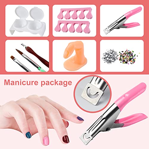 Nail Kit Set Professional Acrylic with Everything, 12 Glitter Acrylic Powder Kit Nails Art Tips Decoration, DIY Nail Art Tool and Supplies for Beginners