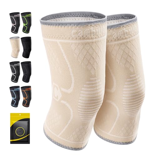 CAMBIVO 2 Pack Knee Brace, Knee Compression Sleeve Support for Men and Women, Knee Pads for Running, Hiking, Meniscus Tear, Arthritis,Joint Pain Relief (Slate Blue,X-Large)