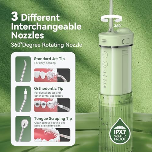 Portable Mini Water Dental Flosser for Teeth Cleaning Pick,Travel Oral Irrigator with Telescopic Water Tank,4 Modes and Waterproof Design-Perfect for Braces,Bridges,Home&Travel Dental Care