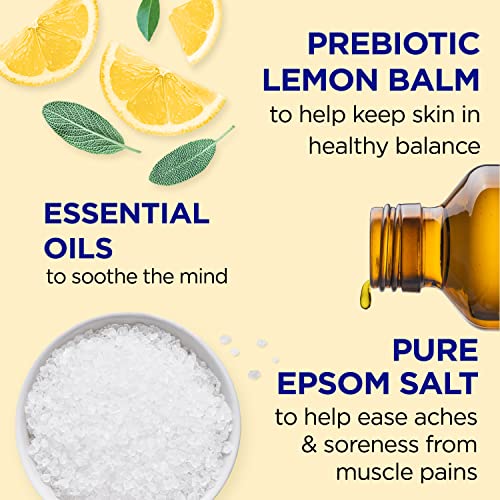 Dr Teal's Pure Epsom Salt, Prebiotic Lemon Balm & Essential Oil, 3 lbs (Pack of 4)