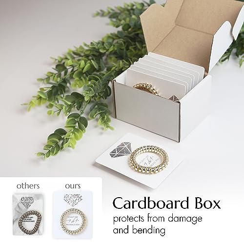 Set of 6 Bridesmaid Gifts Spiral Hair Ties on a Proposal Card - Phone Cord Hair Tie for Bridal Shower, Bachelorette Party Favors, Maid of Honor and Bridesmaid Proposal Gift (Gold)