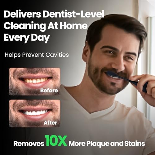 Sonic Electric Toothbrush for Adults Teens: 180 Days Battery Life, 48000VPM Motor 5 Cleaning Modes 2 Min Smart Timer 4 Quality Replacement Heads IPX8 Durable Rechargeable Travel Toothbrush