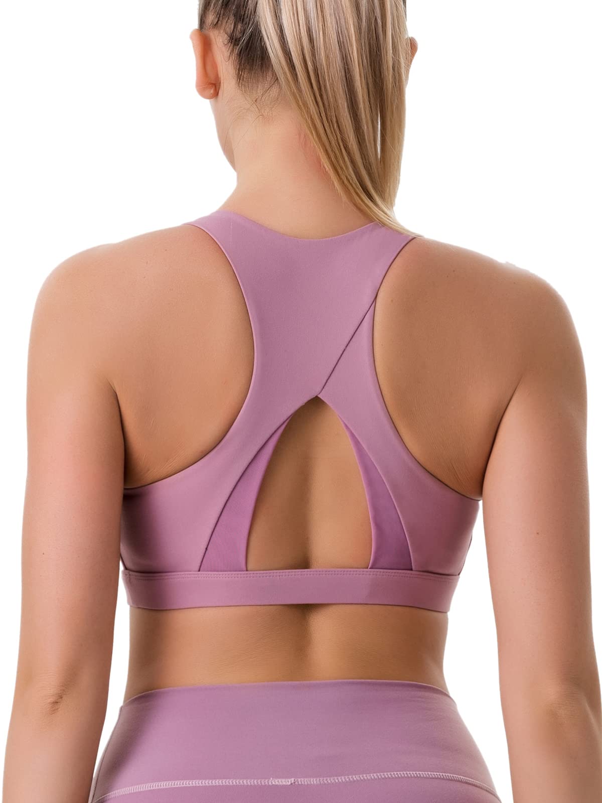 RUNNING GIRL Sports Bra for Women,High Impact Large Bust Padded Sports Bra Fitness Workout Running Yoga Tank Tops (WX2827Purple,S)