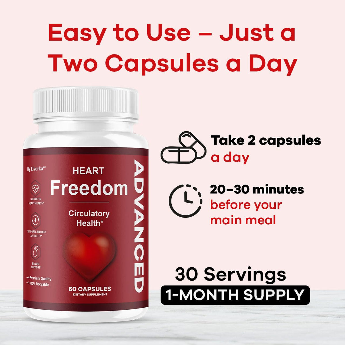 (5 Pack) Heart Freedom - Heart Freedom Capsules, Official HeartFreedom Pills All Natural Ingredients - Maximum Strength, Premium Advanced Formula Support Health & Wellness, 300 Capsules for 5 Months