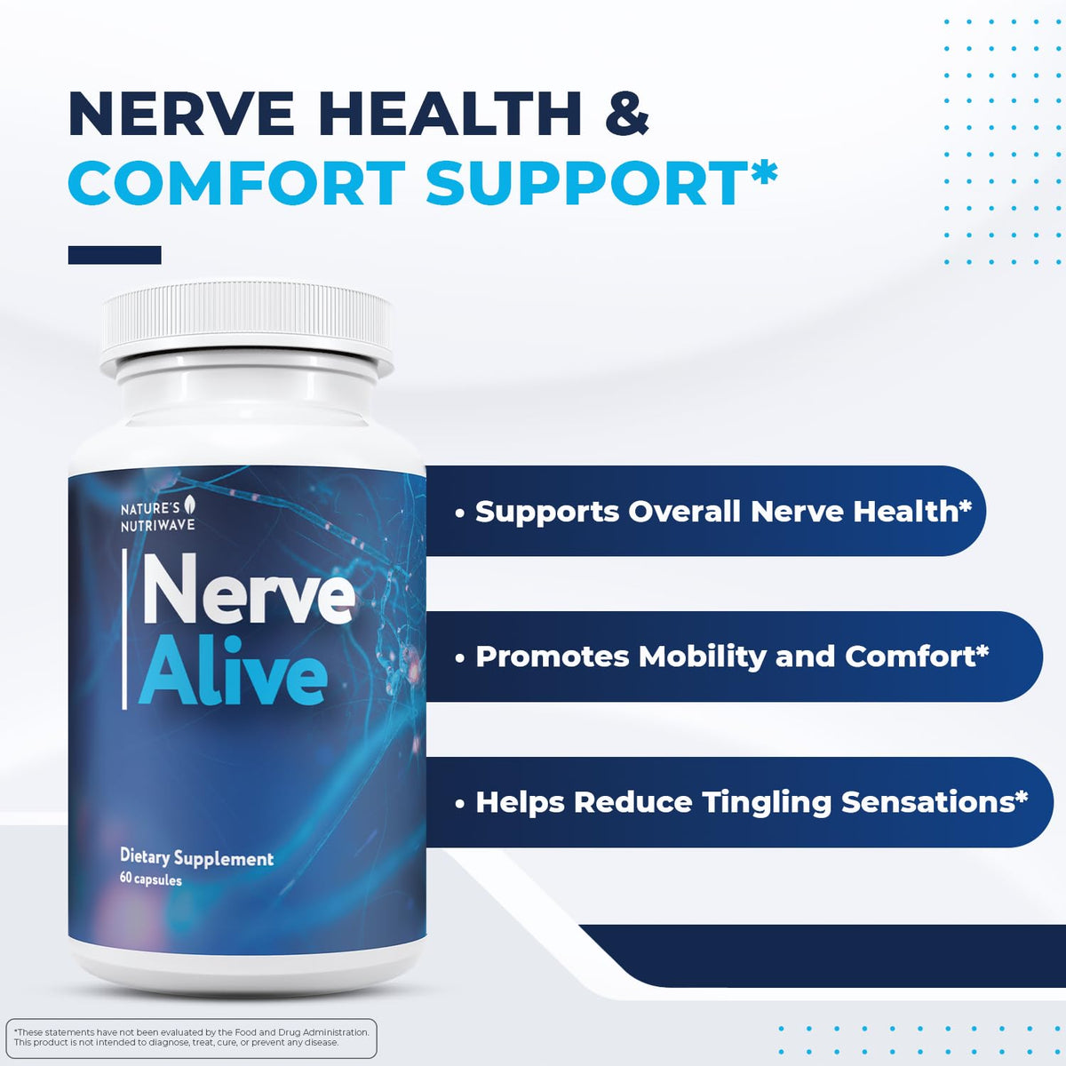 NerveAlive – Natural Daily Wellness Supplement w/ Passionflower, Marshmallow Root & Prickly Pear Extract – 100% Natural Ingredients, Non-GMO, GMP Certified, Made in USA – 60 Capsules, 3 Month Supply