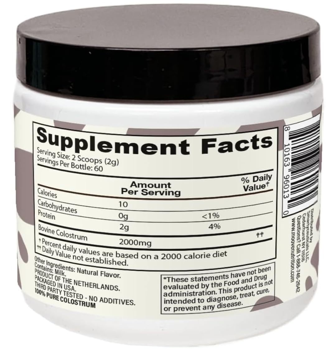 MOOVE Bovine Colostrum Powder Vanilla Bean, 2-Pack, Grass-Fed, 4.23 Ounce