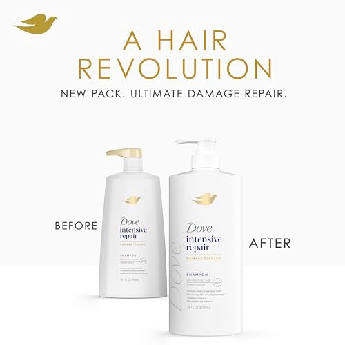 Dove Shampoo 4 Pack Intensive Repair for Damaged Hair with Bio-Protein Care Technology and Amino Serum 28 Fl Oz