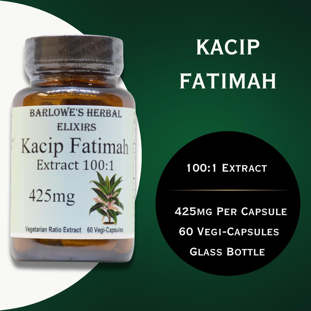Kacip Fatimah 100:1 Extract | Labisia Pumila | Herbal Supplement for Women's Wellness | 425mg Per Capsule | 60 Vegan Capsules | Stearate-Free | Packaged in Glass