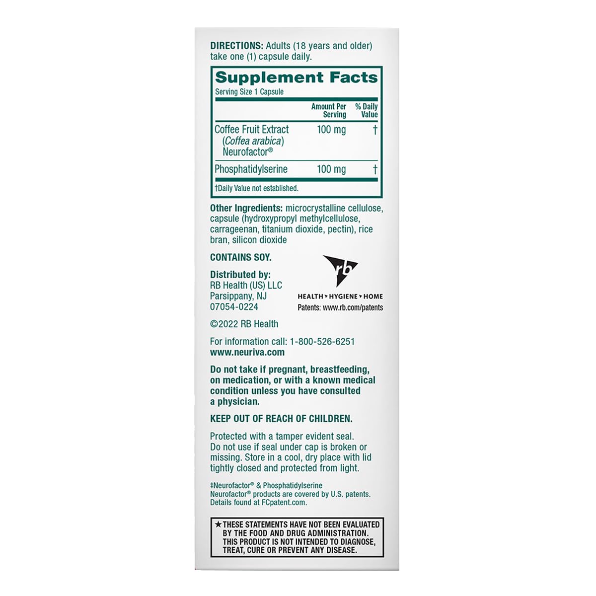 NEURIVA Original Brain Supplement for Memory, Focus & Concentration + Learning & Accuracy with Clinically Tested Nootropics Phosphatidylserine and Neurofactor, Caffeine Free, 30 Capsules (6 Pack)