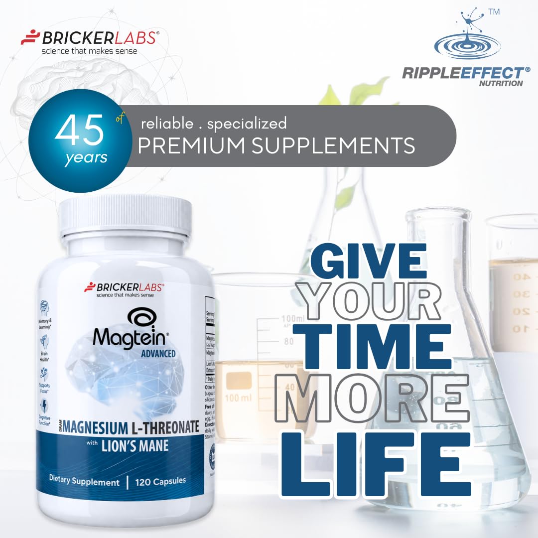Bricker Labs Magtein & Lion's Mane Magnesium L-Threonate Supplement