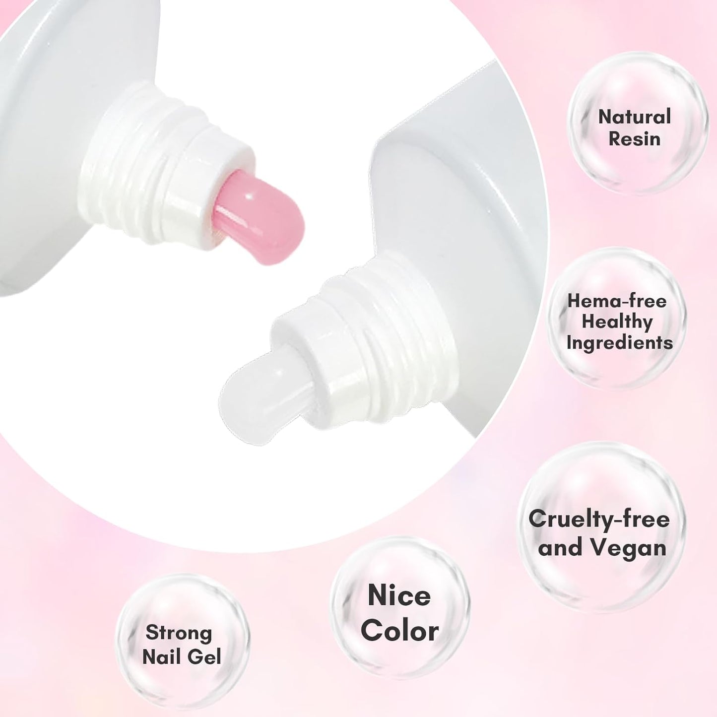 Makartt Poly Nail Gel Kit, 2 PCs 50ML Poly Extension Gel Nail Kit White Pink Colors, Gel Builder for French Design Nail Extension Natural-Looking, Nail Strengthener, 3D Diy Hard Gel Manicures