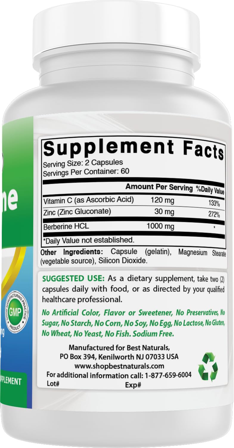 Best Naturals Berberine Plus 1000 mg/Serving 120 Capsules - (Pack of 3)