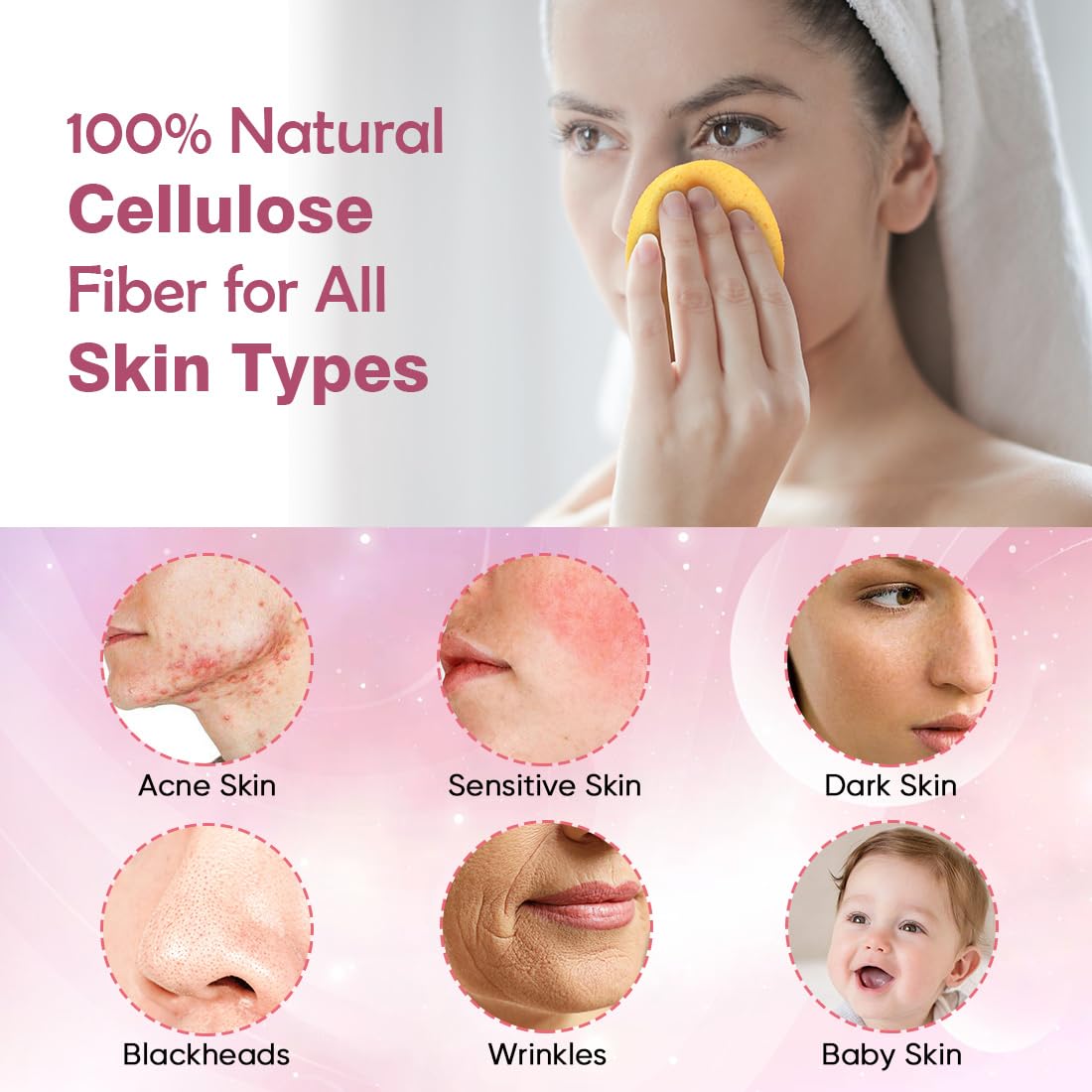 AIDEA 48Count Compressed Facial Sponges-Round, Reusable Makeup Remover Pads, Facial Pads, Natural Cosmetic Spa Sponges for Facial Cleansing, Exfoliating, Sponges for Cleansing, Travel Essentials