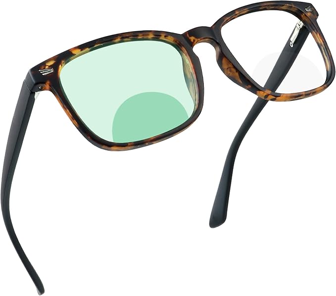 YEIN Bifocal Reading Glasses with Blue Light Blocking Lenses, Bifocal Reader for Women and Men, Vintage Square frame with Spring Hinge (+0.00/+1.00 magnification)