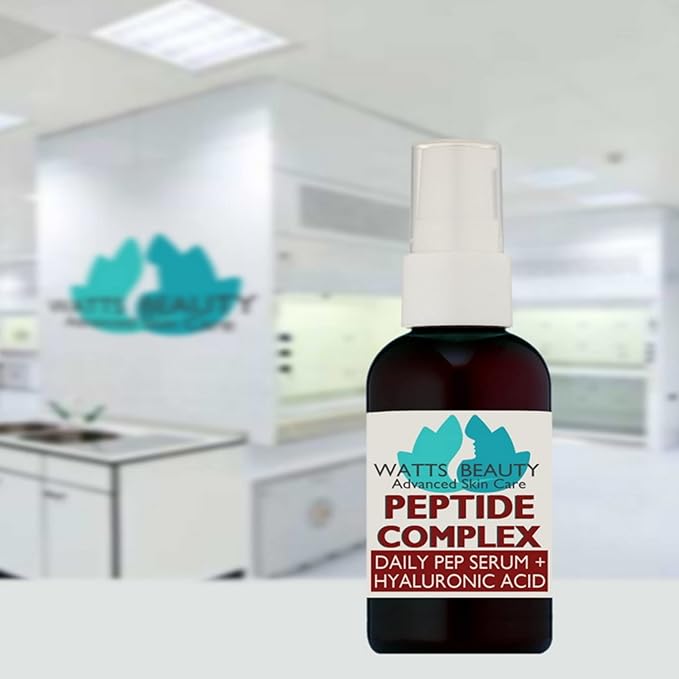Peptide Anti-Aging Face Serum - Hyaluronic Acid and Collagen Boosting Daily Face Care Polypeptide Complex with L-Arginine Firms Wrinkles and Boosts Collagen in 2 oz Pump Bottle