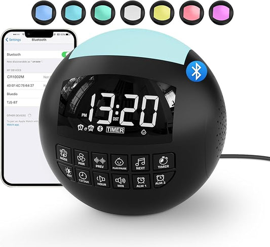 5-in-1 White Noise Sound Machine + Bluetooth + Night Light, 42 Soothing Sounds Sleep Machine for Kids Baby Adults, 8 Timer & Adjustable Volume, USB & Type-C Ports, Dual Alarm Clocks for Bedrooms…