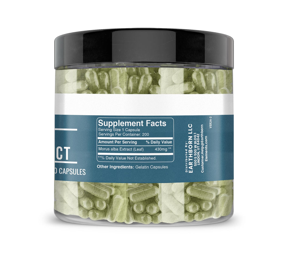 Earthborn Elements White Mulberry Leaf Extract 200 Capsules, Pure & Undiluted, No Additives