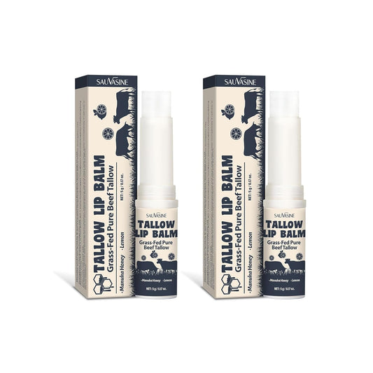 2PCS Tallow Lip Balm With Grass-Fed Beef Tallow & Manuka Honey Long-Lasting Moisturizing Lip For Cracked and Dull Lip, Natural Balm 5g/0.17oz