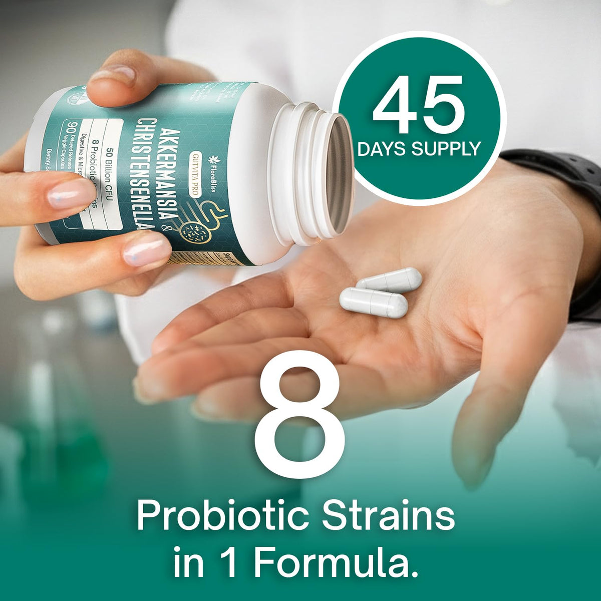Christensenella & Akkermansia, 8 Probiotic Strains, 45-Day Supply