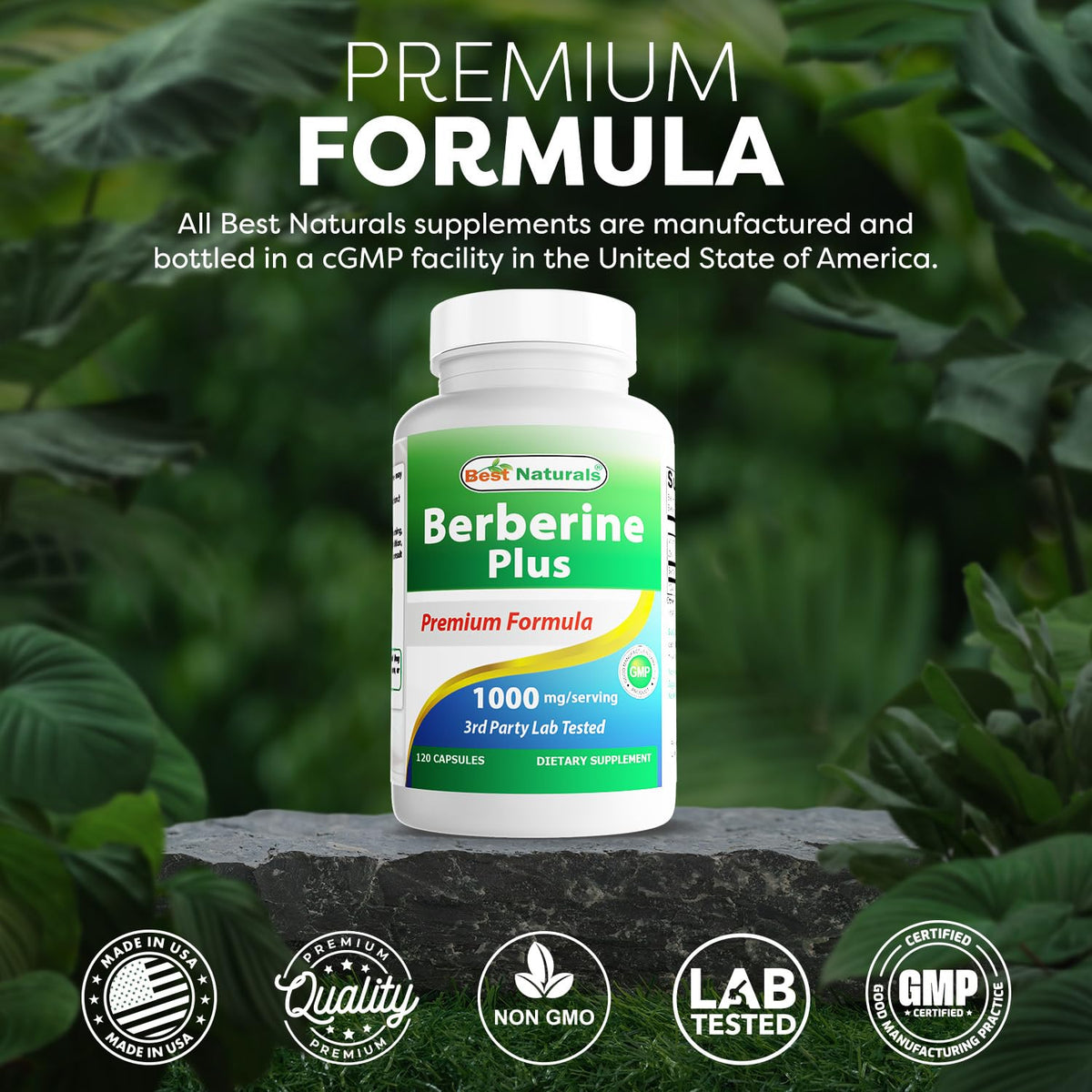 Best Naturals Berberine Plus 1000 mg/Serving 120 Capsules - (Pack of 3)