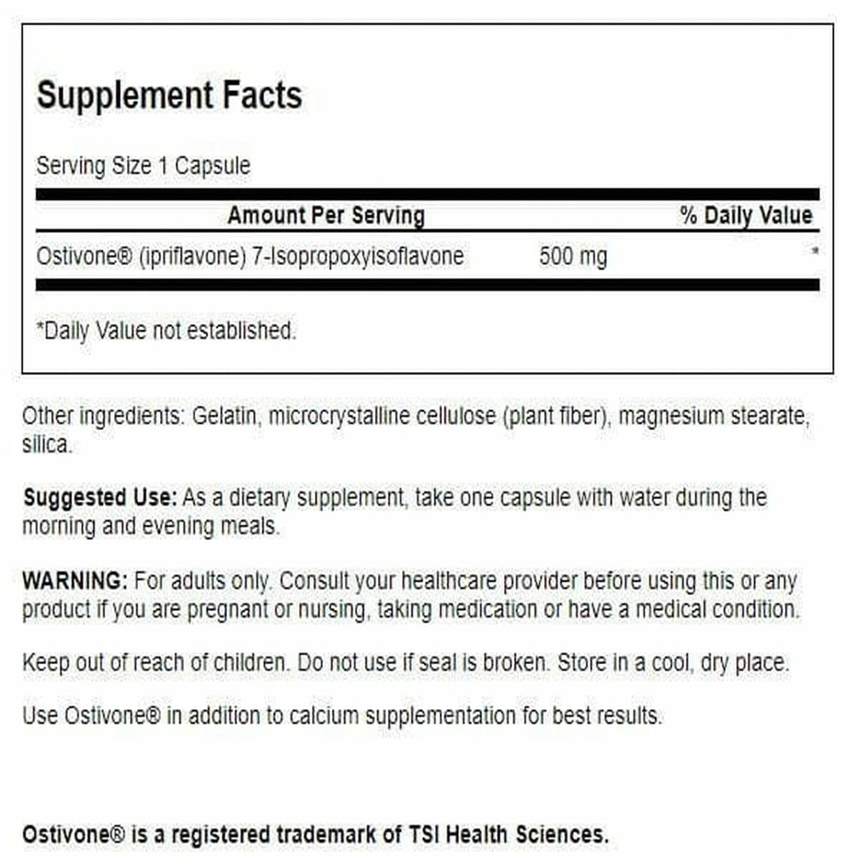 Swanson High Potency Ostivone 500 Milligrams 60 Capsules