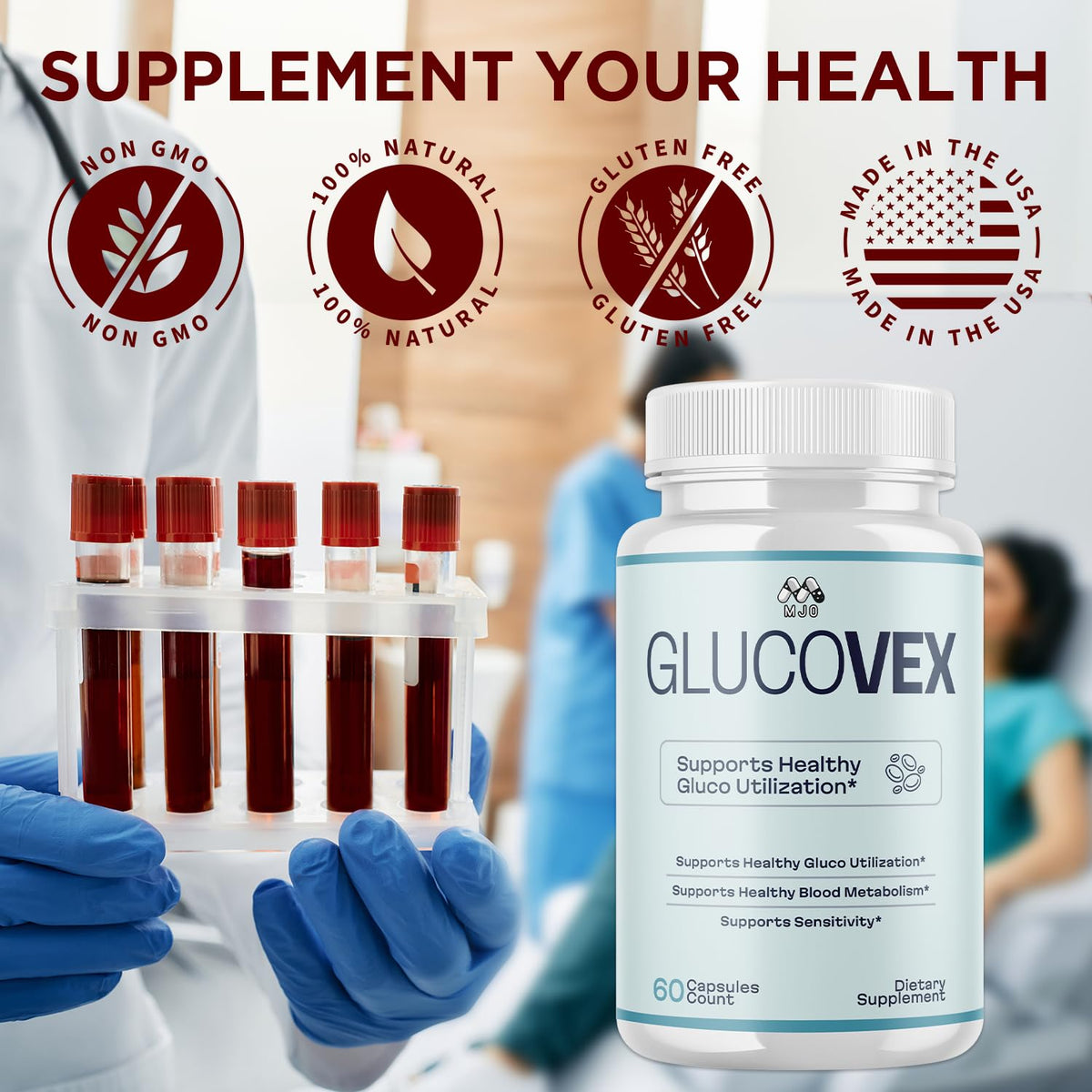 (3 Pack) Glucovex Capsules, Official Glucovex Pills with All Natural Ingredients, Advanced Glucovox Overall Health and Wellness Vitamin Supplement with Max Strength Multivitamin Support (180 Capsules)