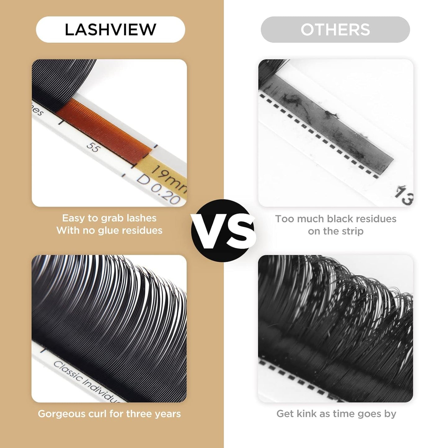 LASHVIEW Eyelash Extensions,Individual Lashes, Premium Single &Classic Lashes,0.18 Thickness CC Curl 8-15mm Mixed Tray,Natural Semi Permanent Eyelashes,Soft Application-Friendly,Mink Lashes