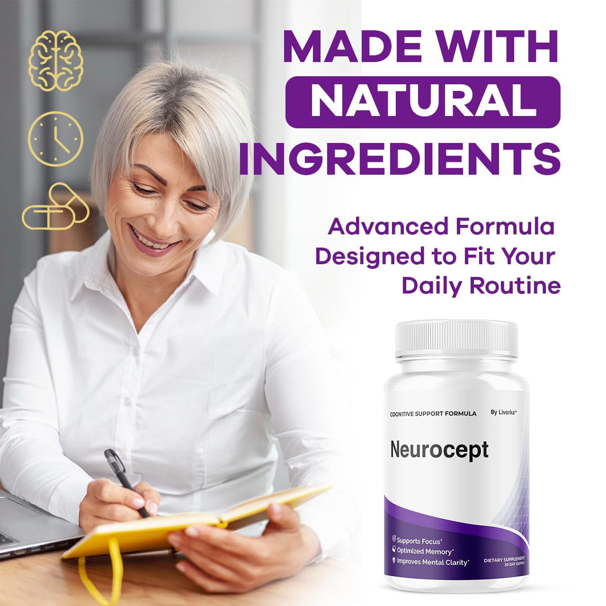 (2 Pack) Neurocept Brain Supplement Capsules - Official Neuro cept Brain & Memory Focus Support Advanced Formula, Neurocept Pills Daily Support for Overall Health & Wellness, 120 Capsules for 2 Months