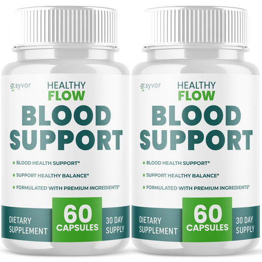 (2 Pack) Healthy Flow Blood Support Capsules, Official Healthy Flow Blood Support Pills with All Natural Ingredients, Advanced Formula Supplement with Premium Vitamins for Men & Women (120 Capsules)