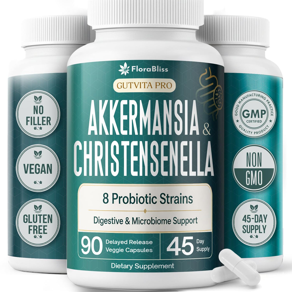 Christensenella & Akkermansia, 8 Probiotic Strains, 45-Day Supply