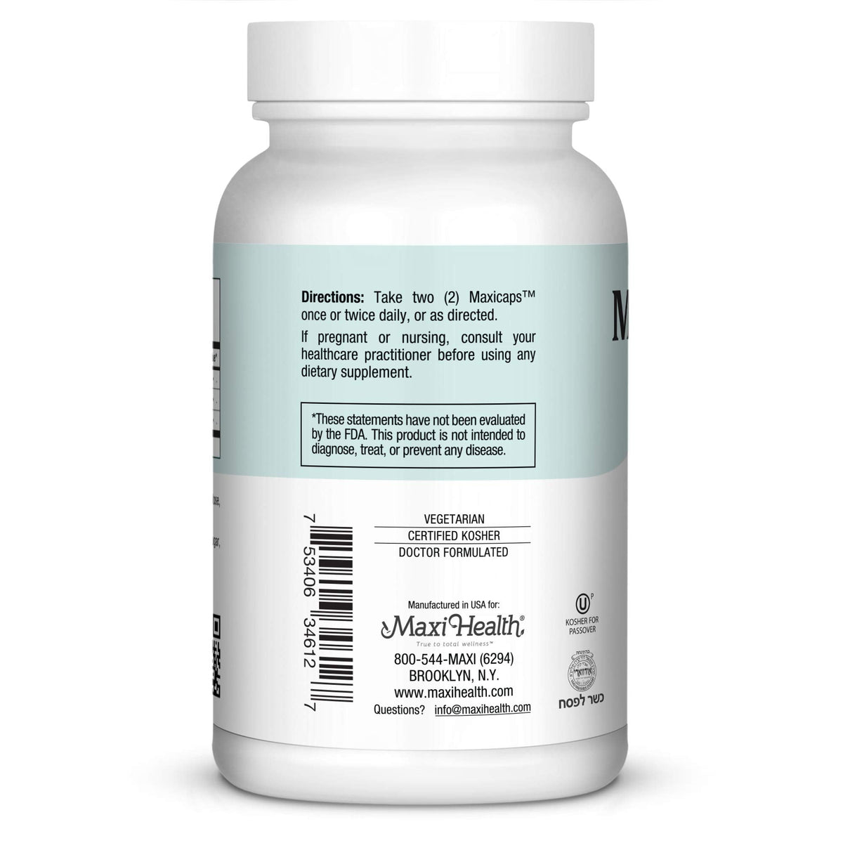 Maxi Kosher for Passover Calm Serenity and Relaxation Support Capsules, 120 Count