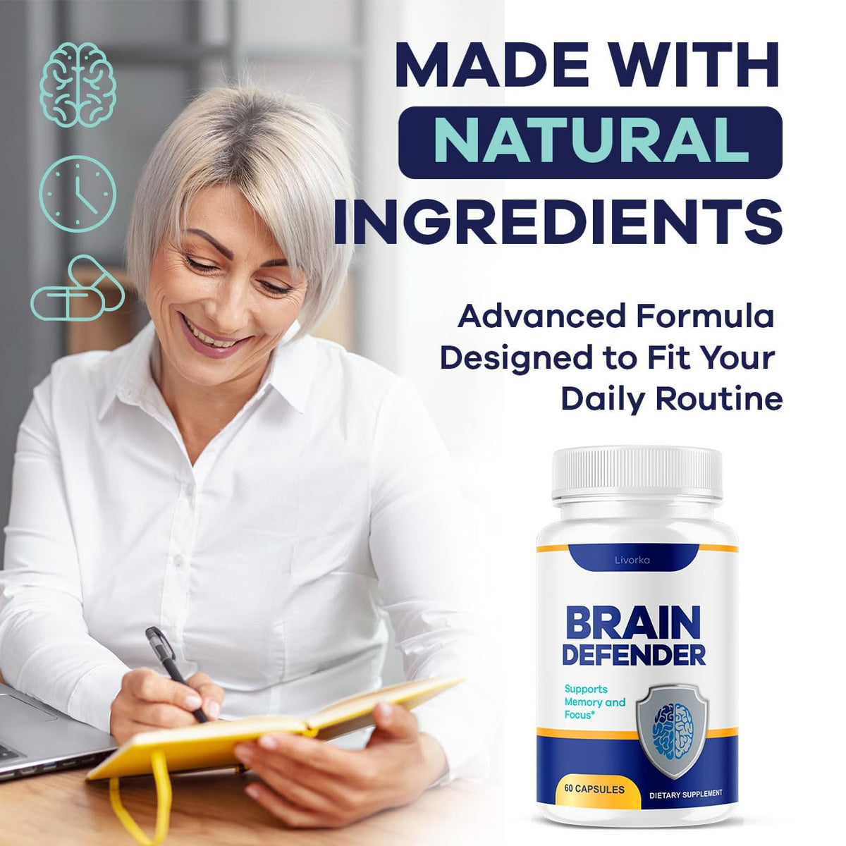 (2 Pack) Brain Defender - Official Brain Defender Supplement Advanced Pills, Natural Brain and Memory Support, Brain Defender Health & Wellness Multivitamin, 120 Capsules for 2 Months