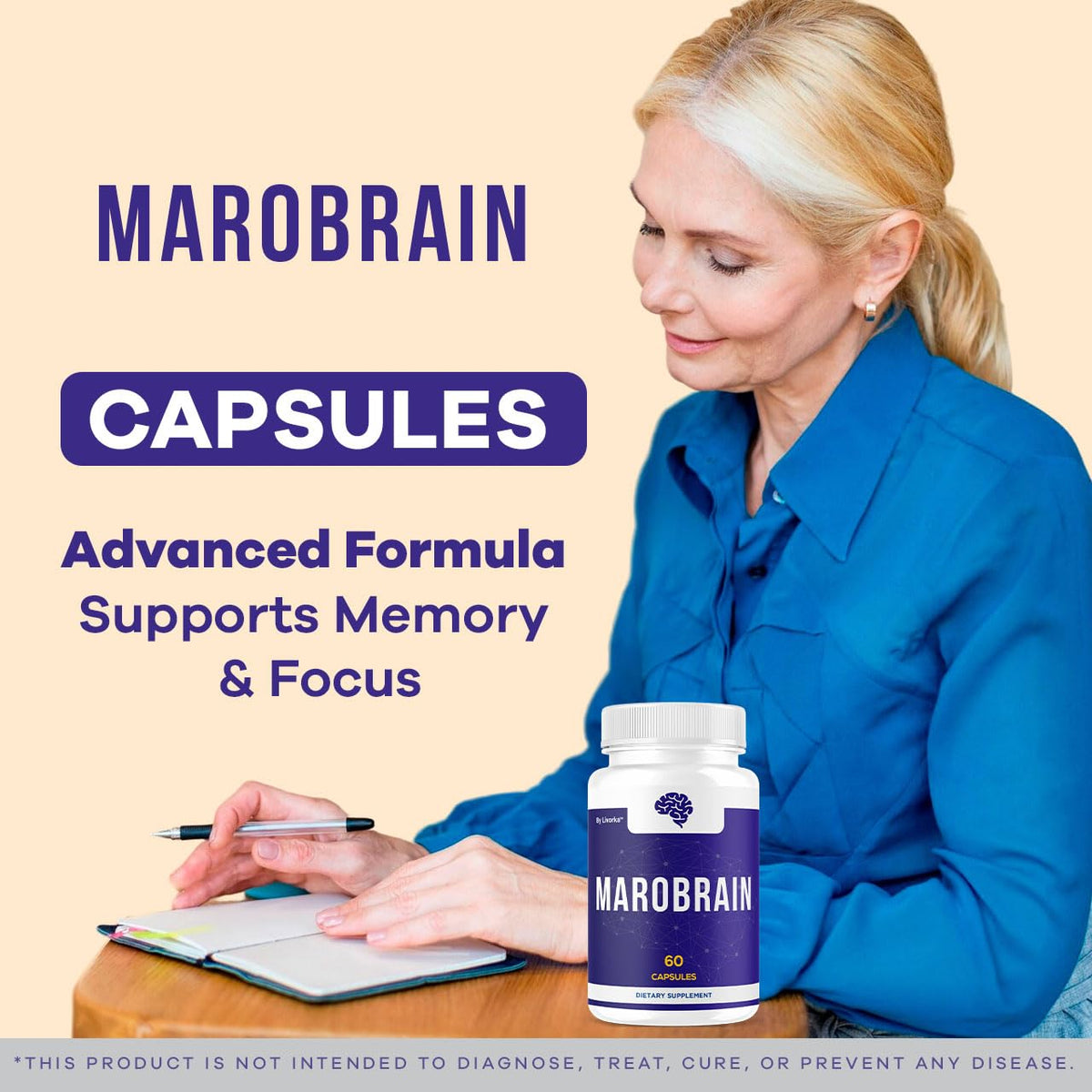 (2 Pack) Marobrain Capsules - Official Marobrain Supplement Pills Daily Support Brain & Mermory Focus, All Natural Advanced Premium Formula for Overall Health & Wellness, 120 Capsules for 2 Months