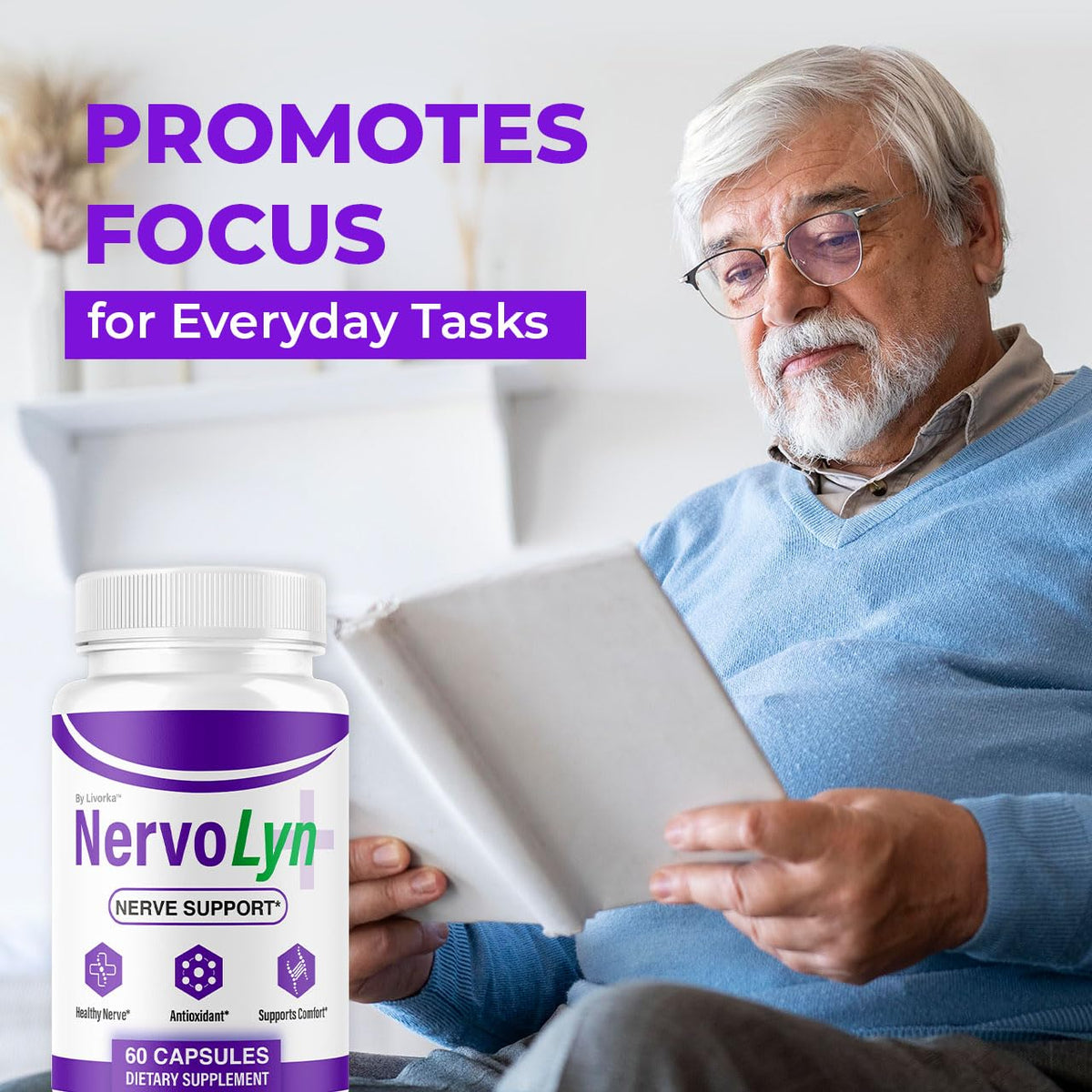 (2 Pack) NervoLyn Capsules - Official Nervo Lyn Advanced Supplement Formula Nerve Health, Natural NervoLyn Brain & Memory Focus Vitamins Suppor for Overal Health & Wellness, 120 Capsules for 2 Months