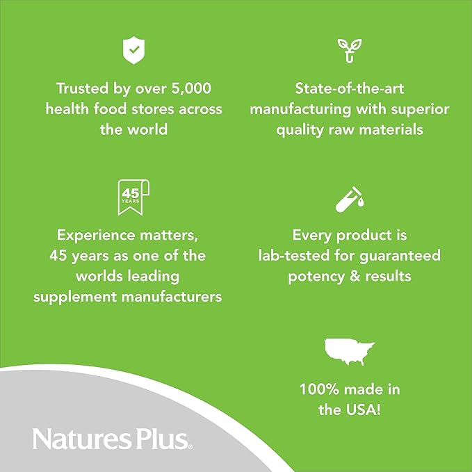 Natures Plus PABA, Sustained Release (para-Aminobenzoic Acid) - 1000 mg, 60 Vegetarian Tablets - Skin Health Support Supplement, Promotes Energy Production - Gluten-Free - 60 Servings