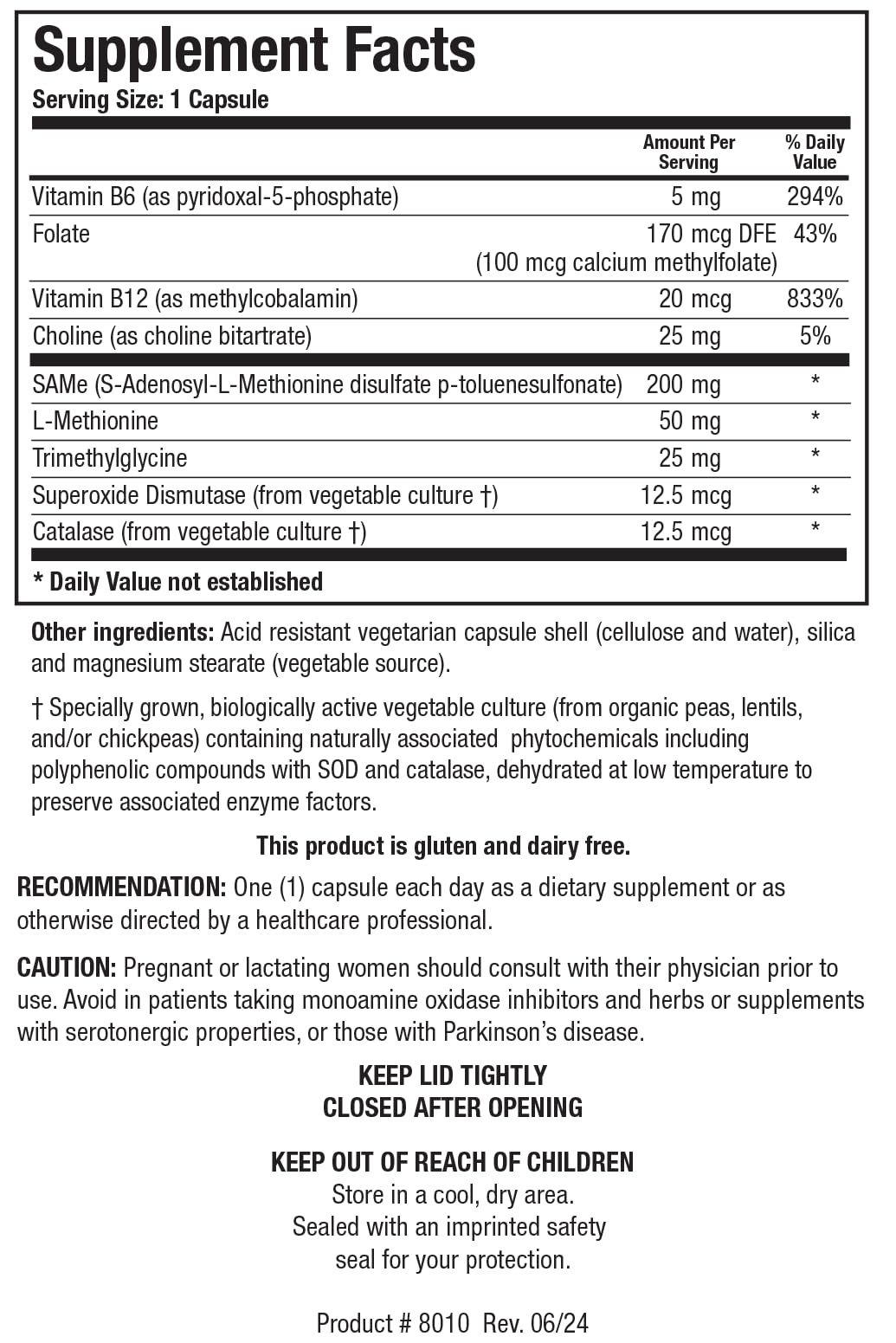 Biotics Research SAMethylate Plus, Mood and Sleep Support, Brain Health, Antioxidant, Folate as 5MTHF, Vitamin B12 Methylcobalamin, L Methionine, Choline Bitartrate,Trimethylglycine 60 Capsules