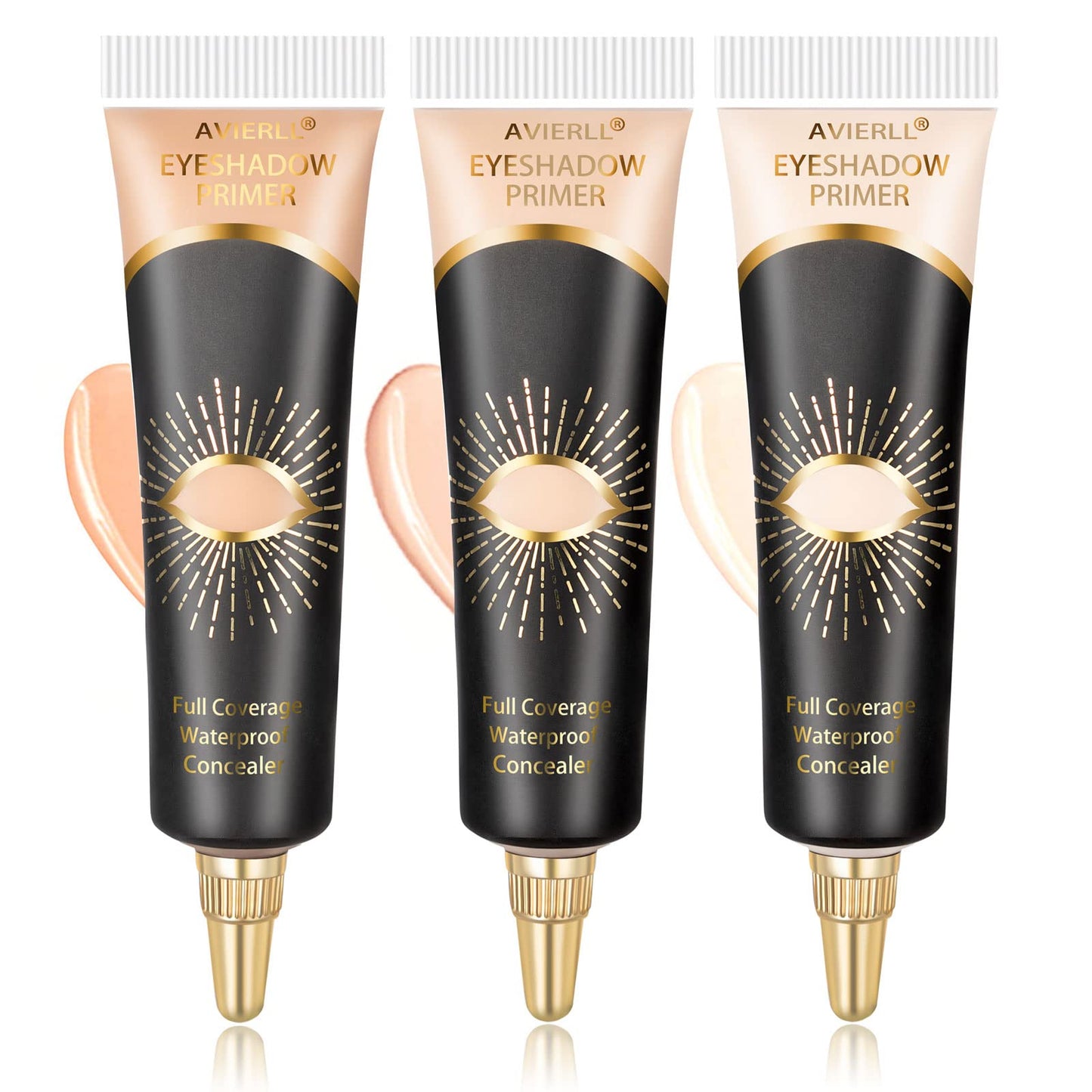 AVIERLL Eyeshadow Primer-3Pens Eye Primer,Makeup Primer Long Lasting Cream Eyeshadow Base,Primer Face Makeup,Full Coverage Waterproof Concealer 3 Colors -0.40 fl oz (IVORY+MEDIUM+WHEAT)