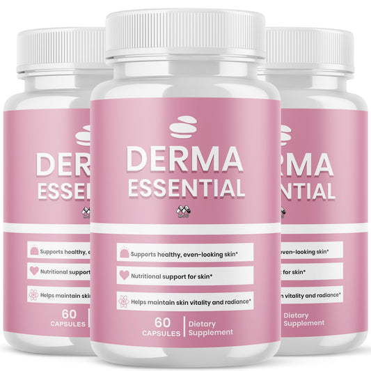 (3 Pack) Derma Essential Capsules, Official DermaEssential Pills with All Natural Ingredients, Advanced Probiotic Skin & Health Support, Maximum Strength Supplement for Overall Wellness (180 Capsules)