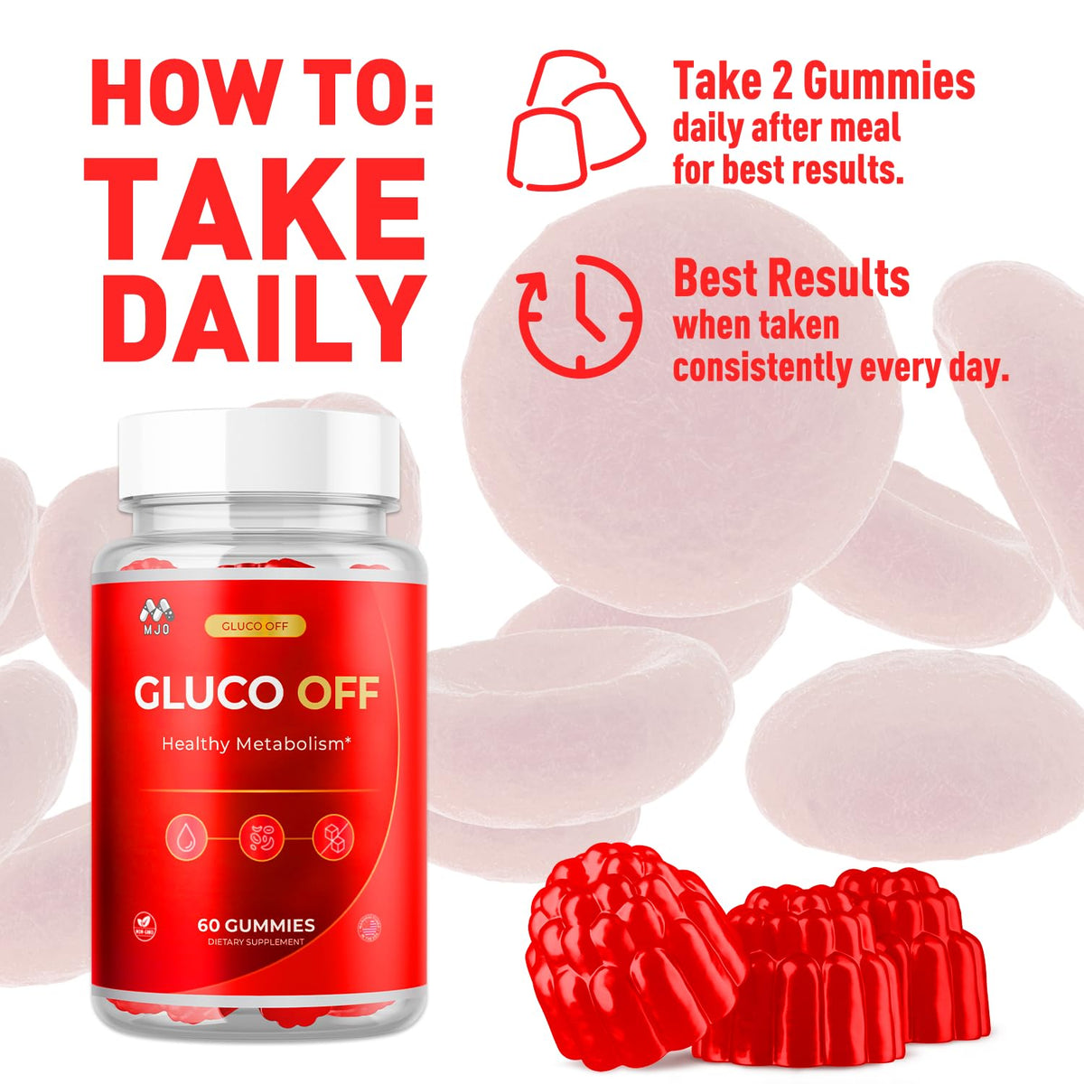 (3 Pack) Gluco Off Gummies, Official GlucoOff Supplement Gummys with All Natural Ingredients, Advanced Formula Gluco Off Gummies with Maximum Strength Health and Wellness Multivitamins (180 Gummies)