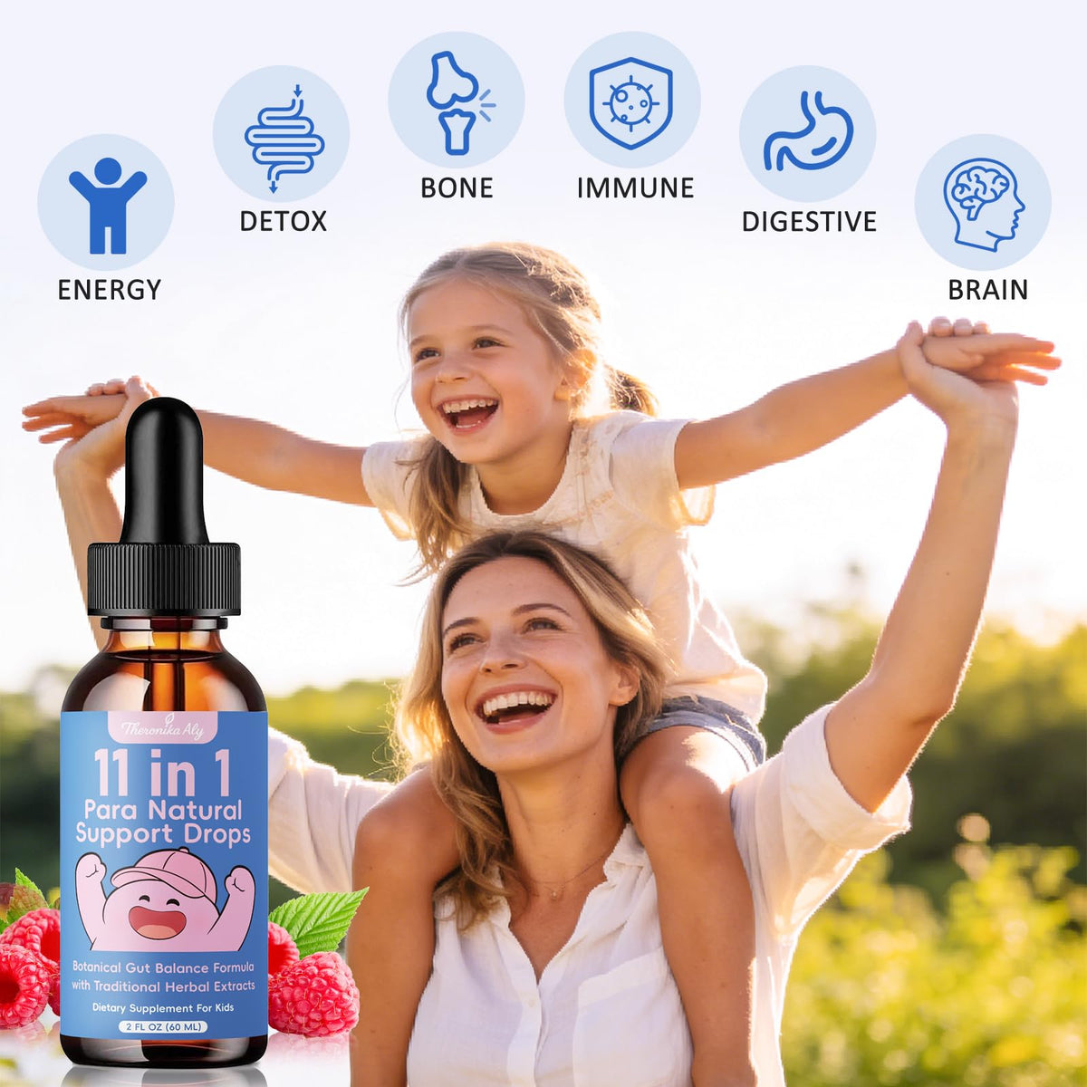 Theronika Aly Parasite Cleanse for Humans & Kids – Advanced Herbal Blend with Black Walnut, Wormwood, Clove, Digestive & Gut Balance Support, Alcohol-Free Liquid Drops, 30 Servings