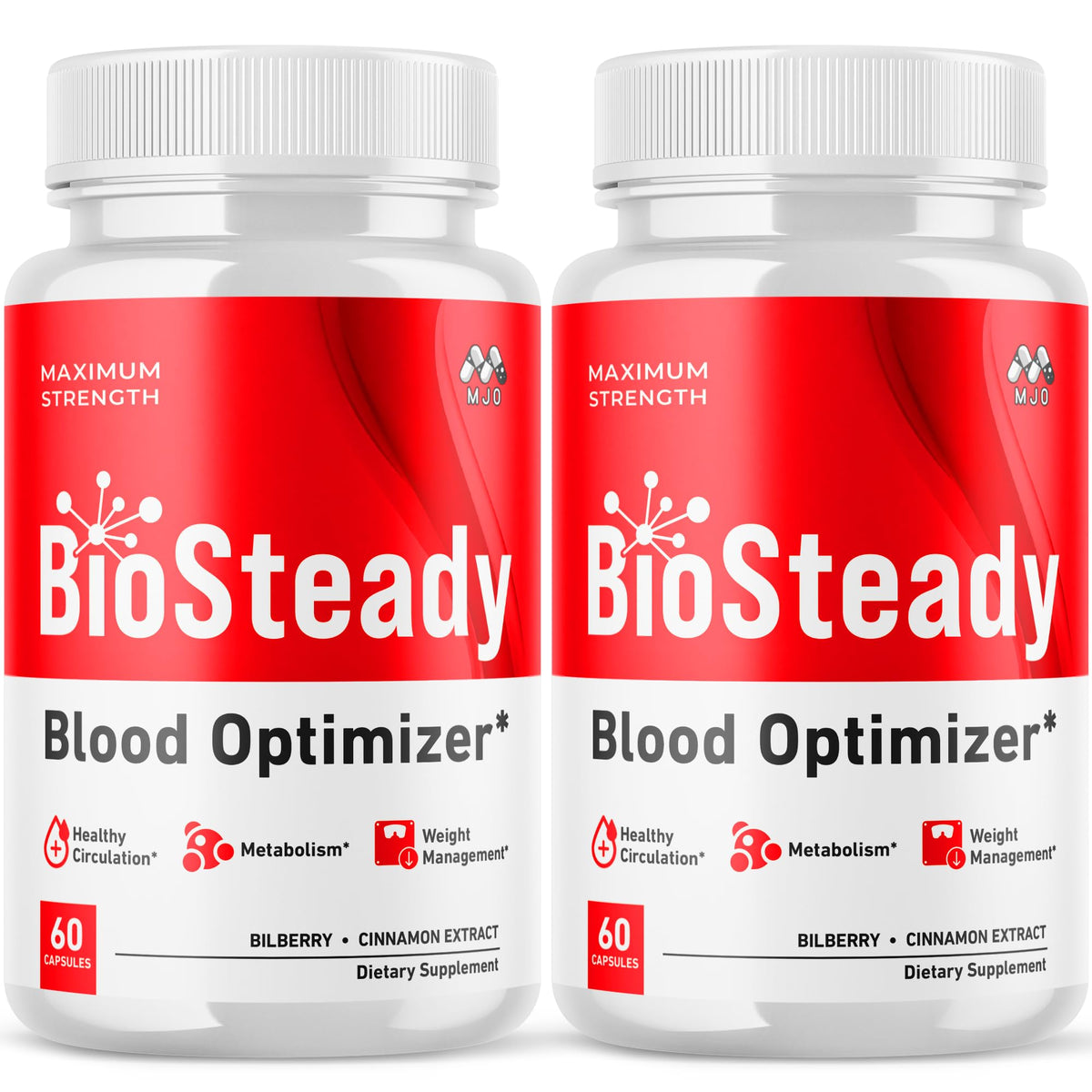 (2 Pack) Biosteady Blood Optimizer Capsules, Official Bio Steady Pills with All Natural Ingredients, Biosteady Advanced Health & Wellness Supplement with Maximum Strength Multivitamins (120 Capsules)