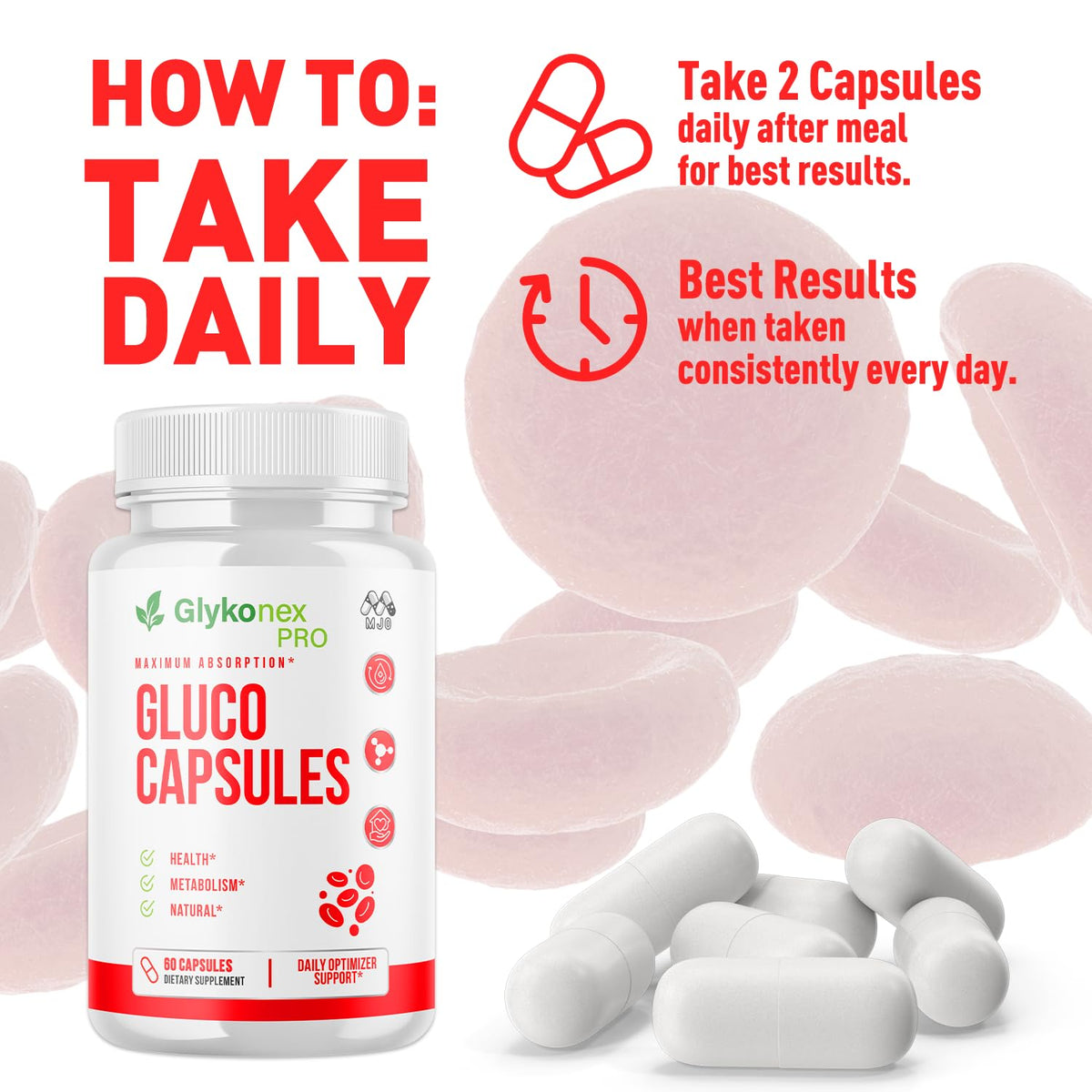(5 Pack) Gluco Capsules, Official Glykonex Pro Gluco Pills with All Natural Ingredients, Maximum Strength Glykonix Supplement Vitamins Supporting Optimal Wellness and Health Naturally (300 Capsules)
